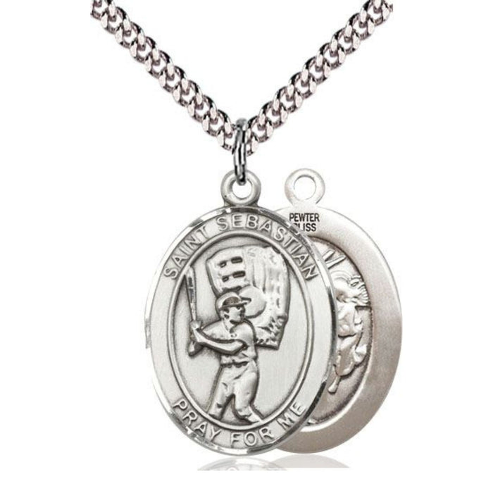 Baseball Medal with St Sebastian Pewter on 24" Chain