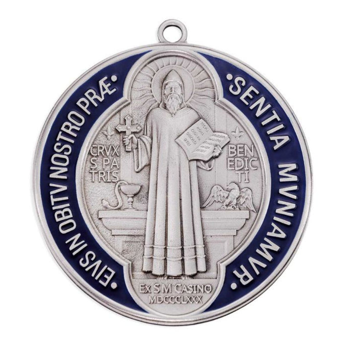 Saint Benedict 4.5" Blue Epoxied Medal