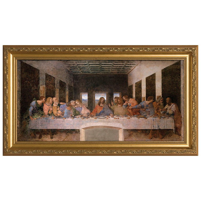 Last Supper by Da Vinci Standard Gold Framed Art 8" x 16"