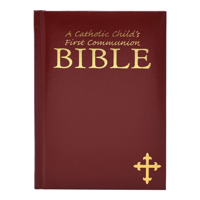 A Catholic Child's First Communion Bible in Maroon