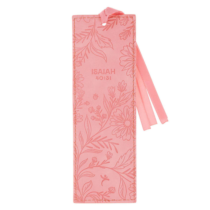 Trust Coral Floral Faux Leather Bookmark
