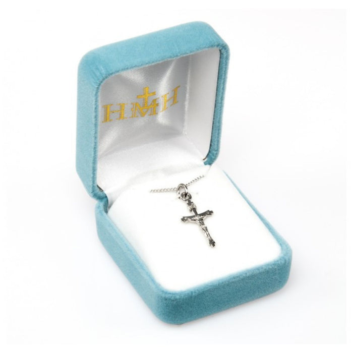 Crucifix Tiny Sterling Silver on 18" Chain