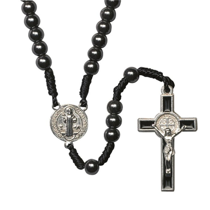 Rosary St Benedict with 6mm Hematite Beads