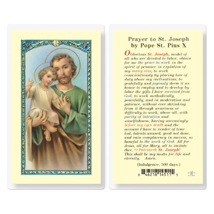 St Joseph Prayer of Pope Pius X Holy Card