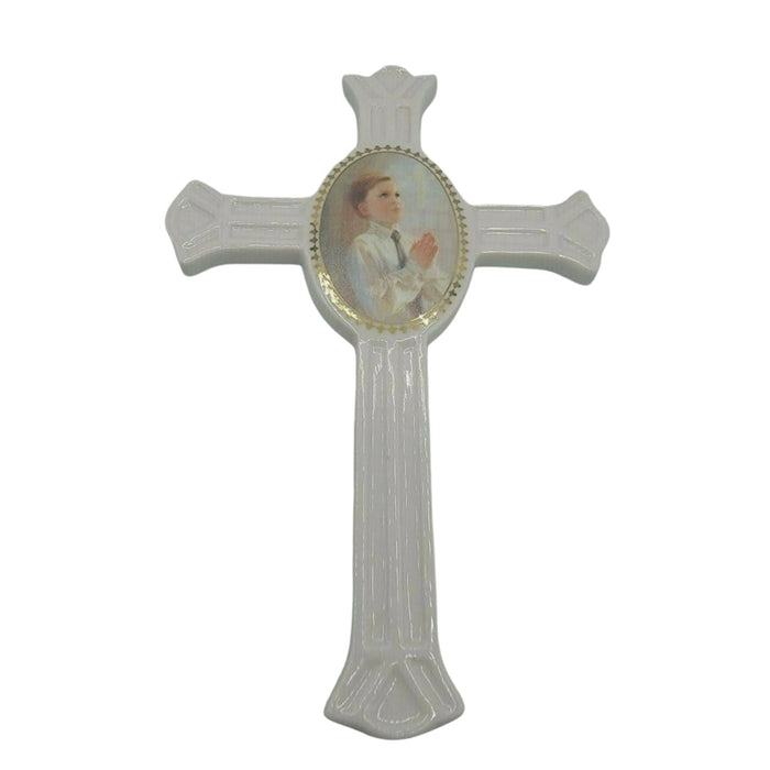 First Communion Porcelain Boy Wall Cross