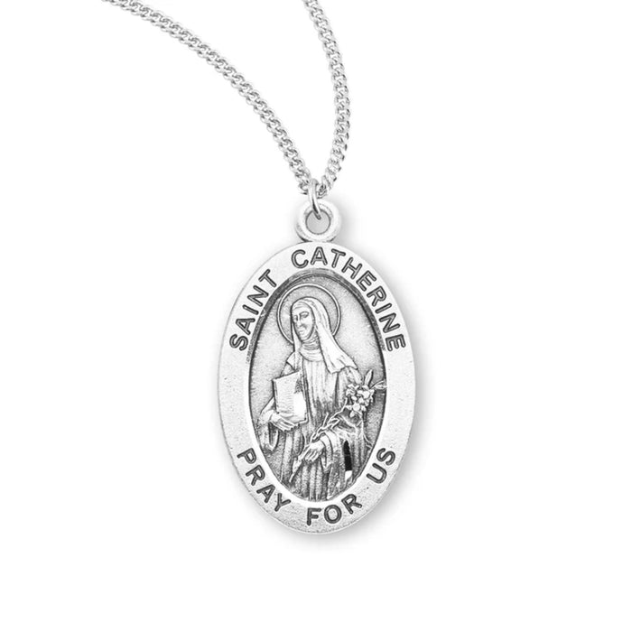 St Catherine of Siena Medal Sterling Silver on 18" Chain