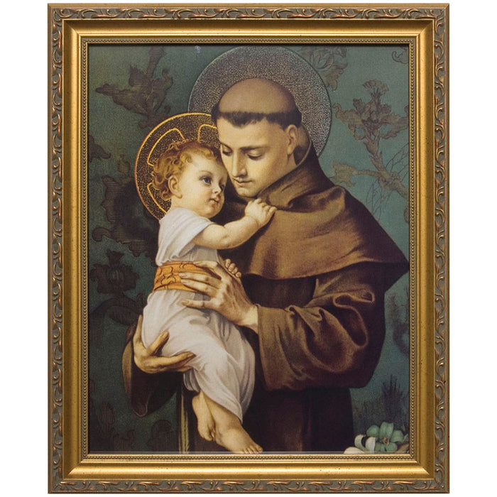 St Anthony with Jesus Standard Gold Framed Art 8" x 10"