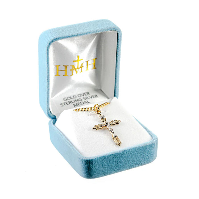 Crucifix Wheat Ends 16kt Gold over Sterling Two Tone