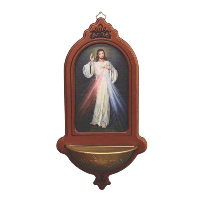 Holy Water Font Divine Mercy Wood and Canvas