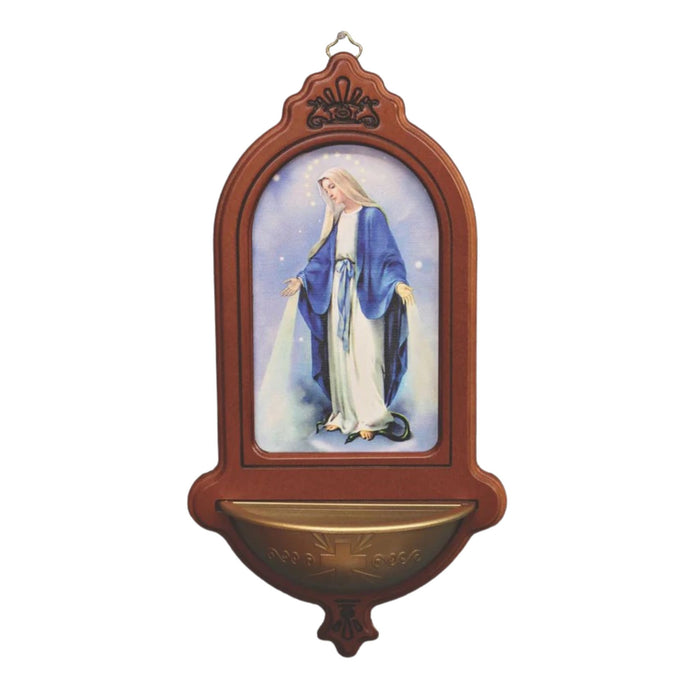 Holy Water Font Lady of Grace Wood and Canvas