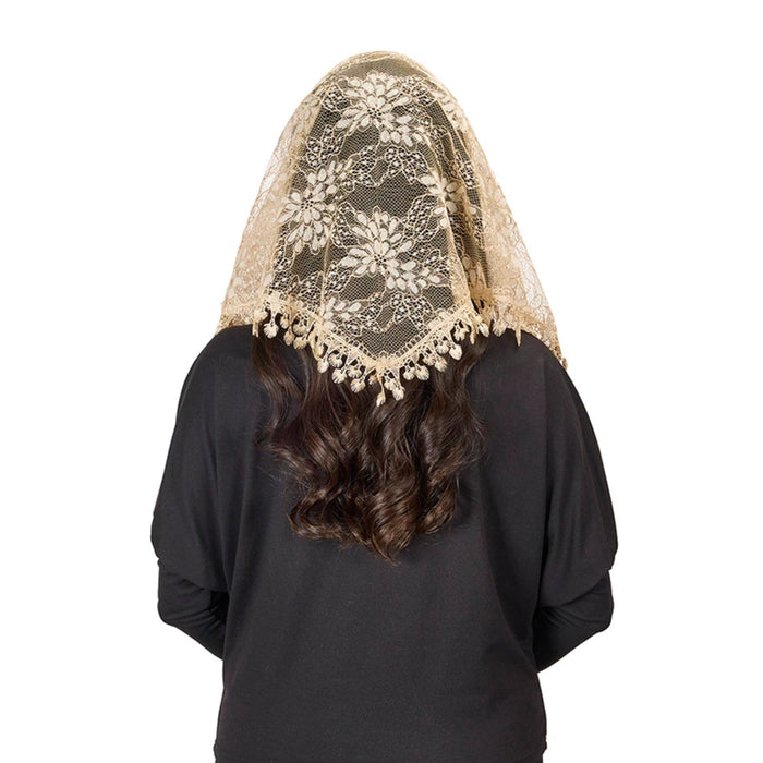 Beige Little Flower Chapel Veil