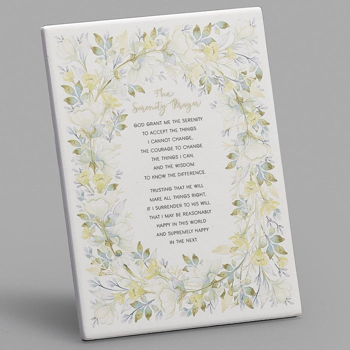 Wall Plaque Serenity Prayer with Floral Border 8" High
