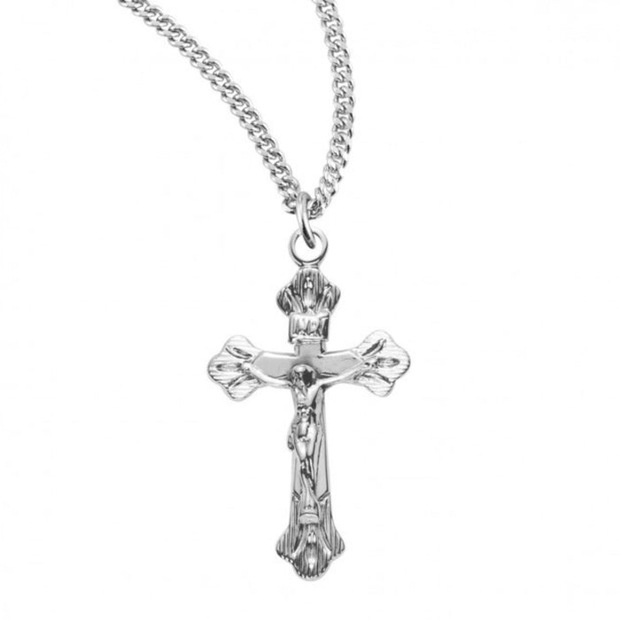 Crucifix 1" Flare Tipped Sterling Silver on 18" Chain