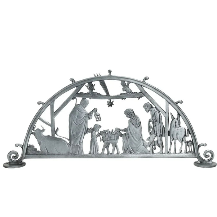 Nativity Scene in Silver Metal Tabletop Décor