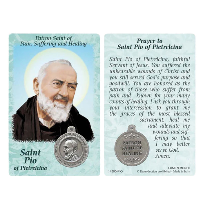 Healing Saint Card St Pio Patron of Pain