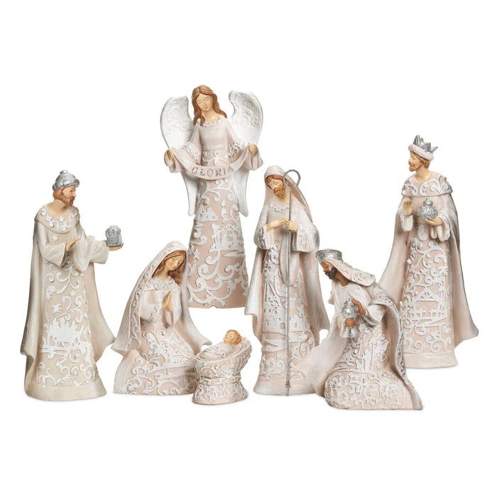 Nativity Set 7.5" White Paper Cut Style 7 Pieces