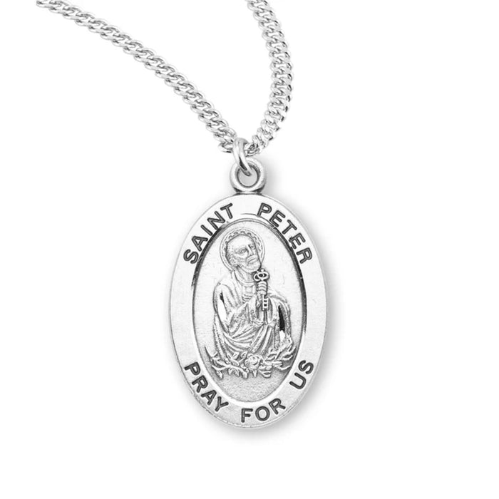 St Peter Sterling Silver Medal on 20" Chain