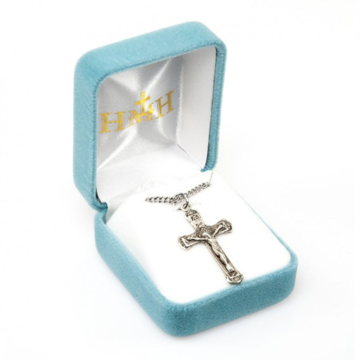 Ornate Crucifix 1.3" Sterling Silver on 20" Chain