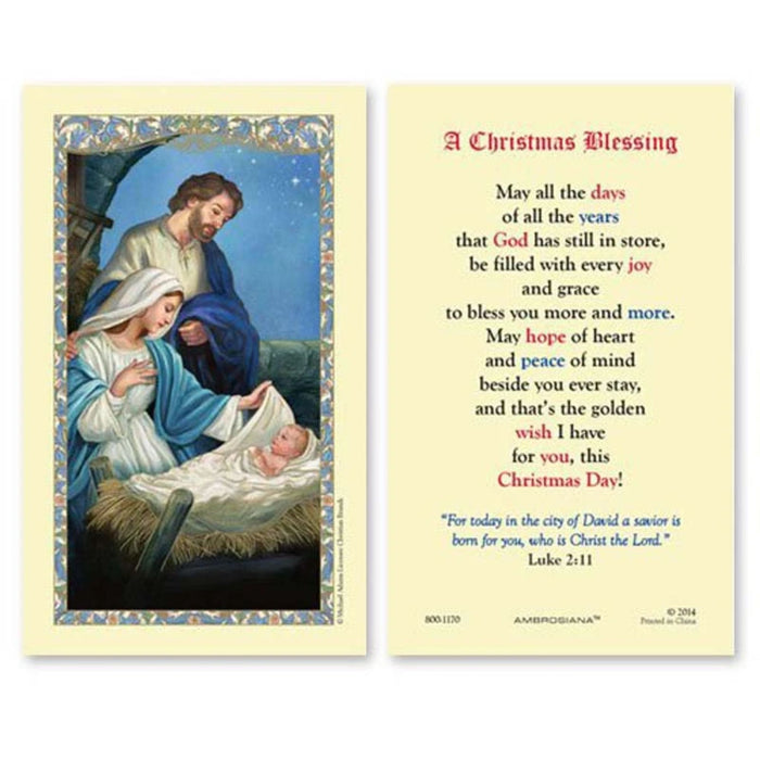 A Christmas Blessing Holy Card