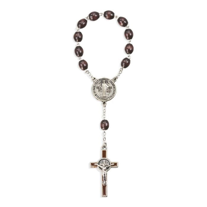 One Decade St Benedict Oval Brown Wood Beads