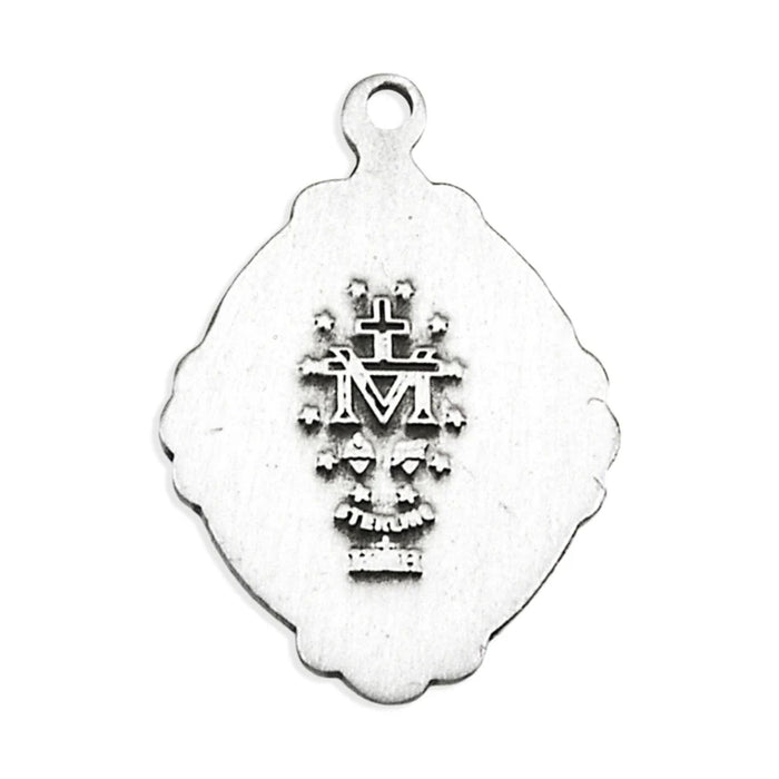 Miraculous Medal Sterling Silver Oval Fancy Edge on 18" Chain