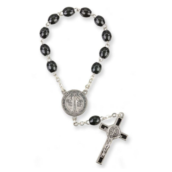 One Decade St Benedict Oval Black Wood Beads