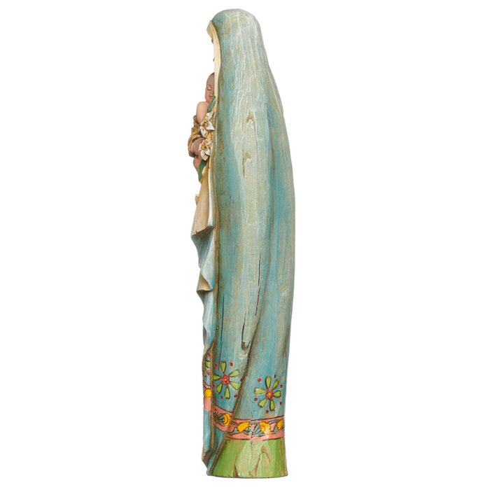 Madonna and Child Statue in Wood-Like Detail