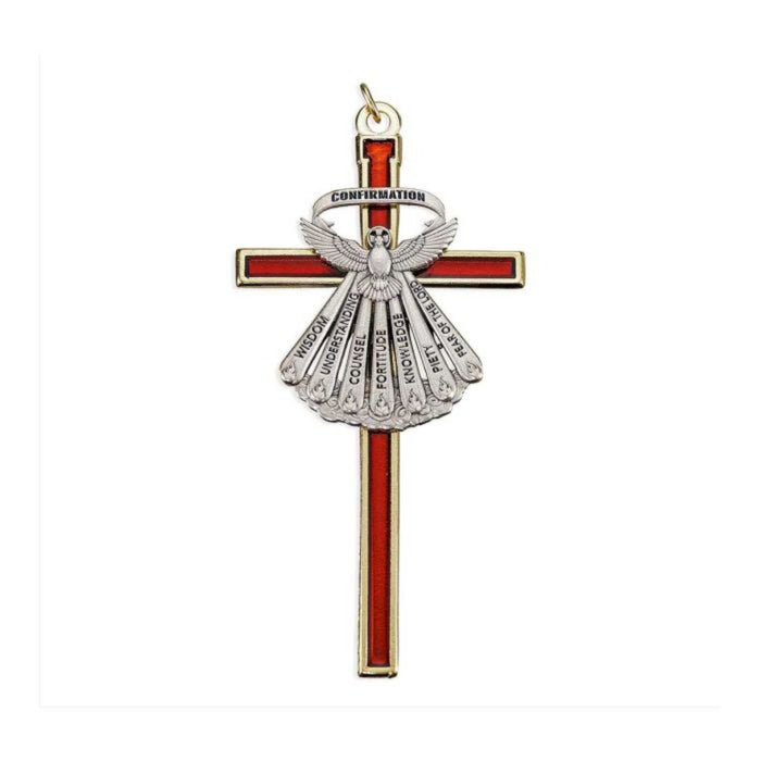 Confirmation Cross Red Pearlized Epoxied