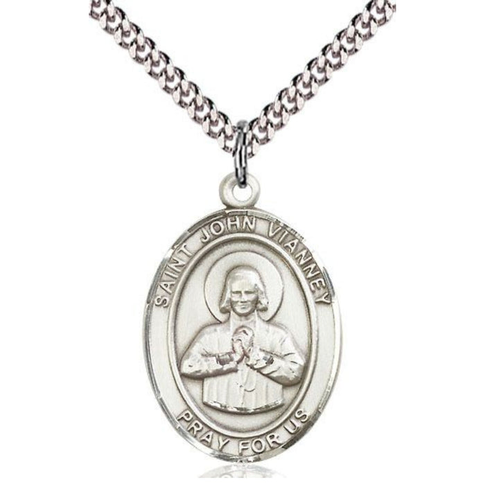 St John Vianney Pewter Medal on 24" Chain
