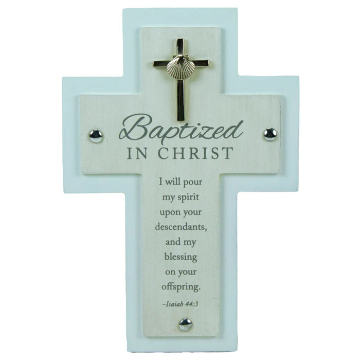 Baptism Cross "Baptized in Christ" Blue