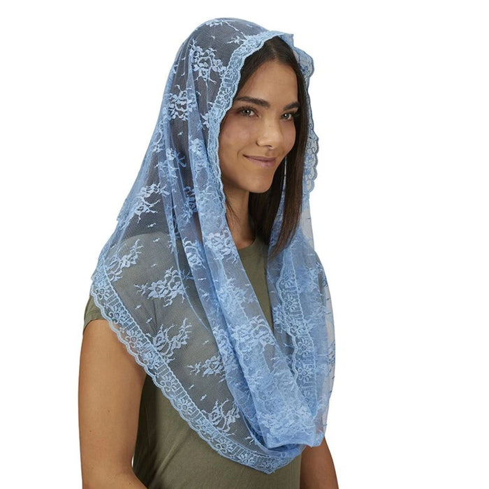 Infinity Light Blue Chapel Veil