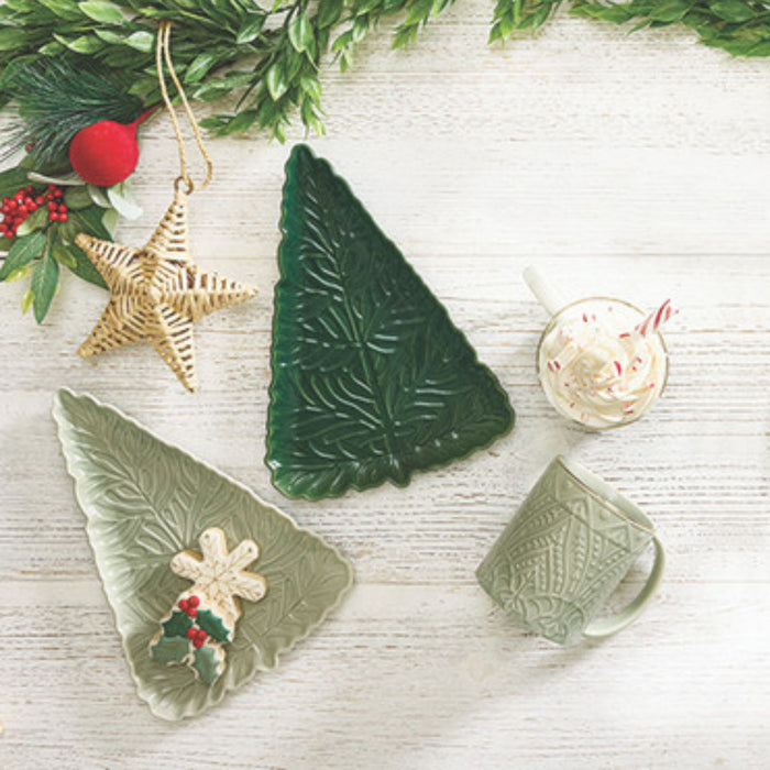 Stamped Tree Platter Sage Mist