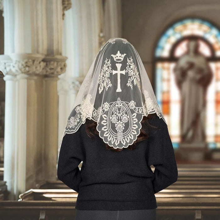 Champagne Cross and Crown Chapel Veil