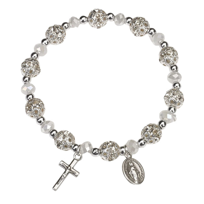 Rosary Bracelet Clear Crystal Beads