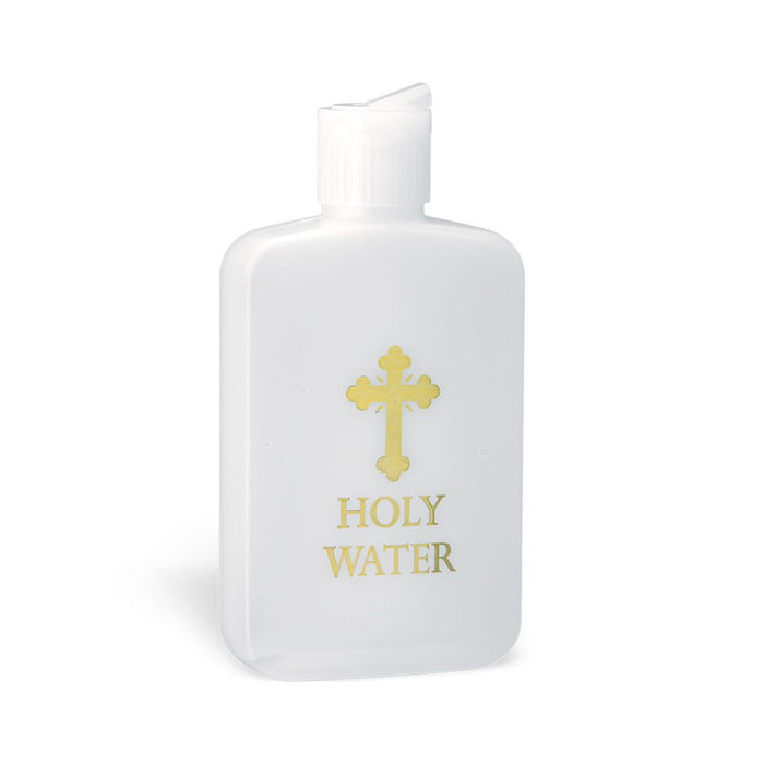Holy Water Bottle with Gold Cross 4 oz Plastic