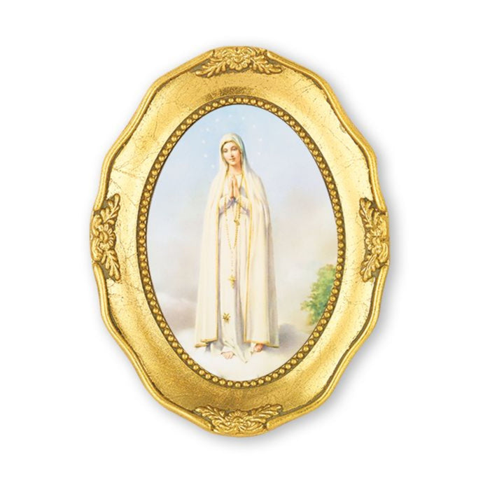 Our Lady of Fatima in Gold Leaf Oval Frame