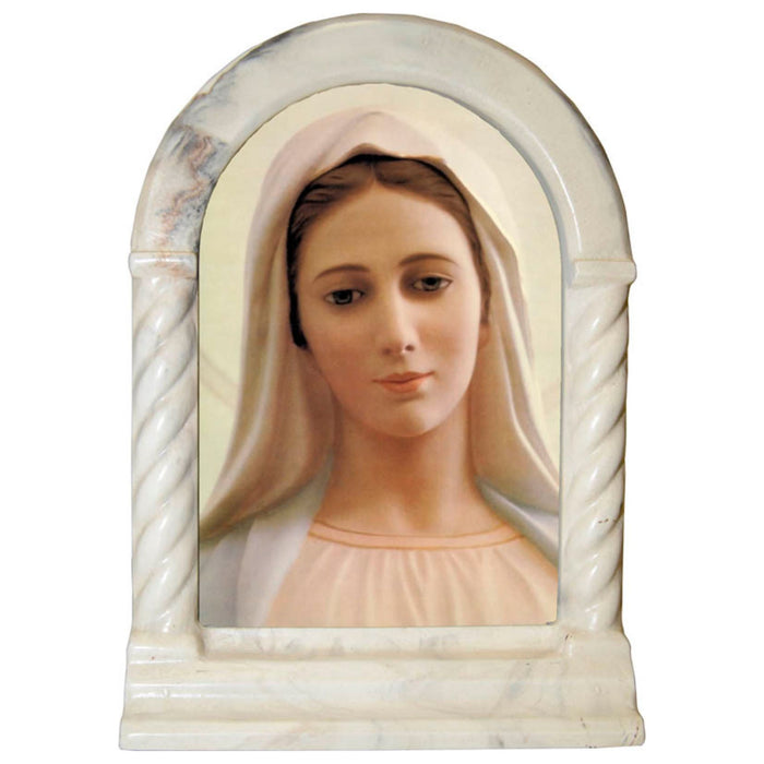Our Lady of Medjugorje Desk Shrine in Marble