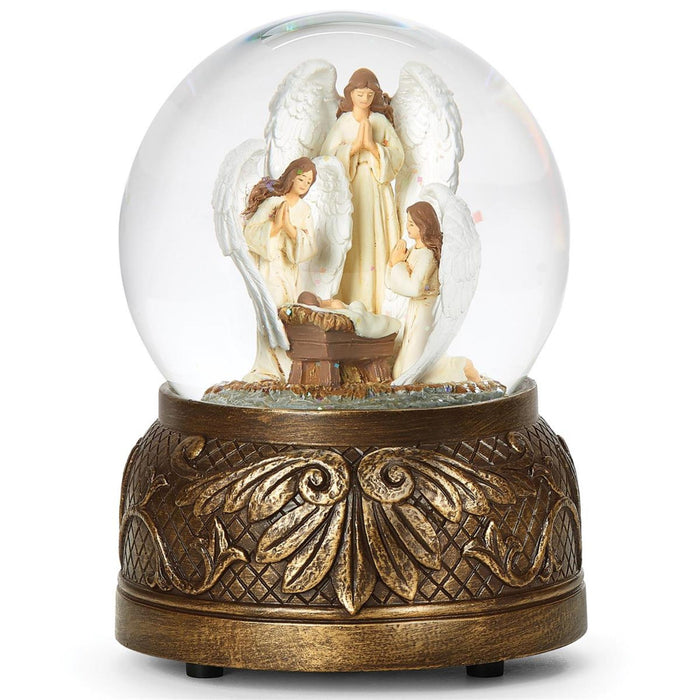 Musical Snow Globe Adoring Angels 5.7"