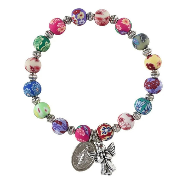 Bracelet with Flower Print Beads