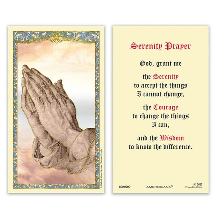 Serenity Prayer (Short Version) Holy Card
