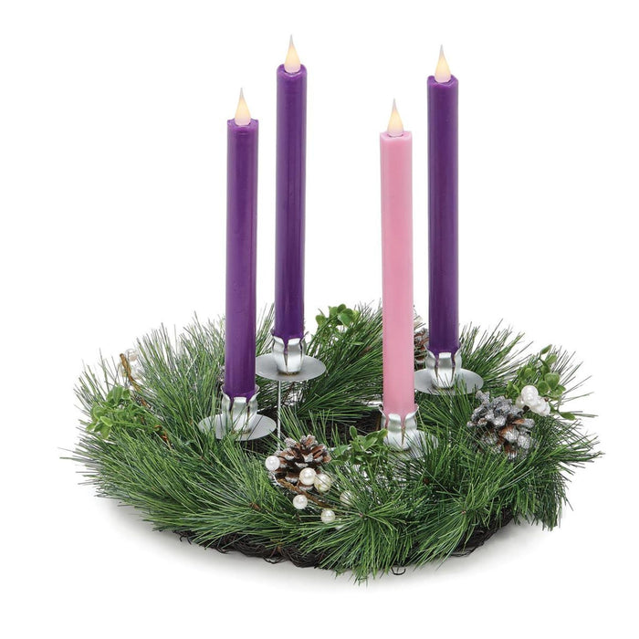 Advent Wreath 14" with Pinecones and White Berries