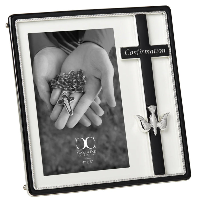 Confirmation Black Frame with Cross and Dove 7.25" High