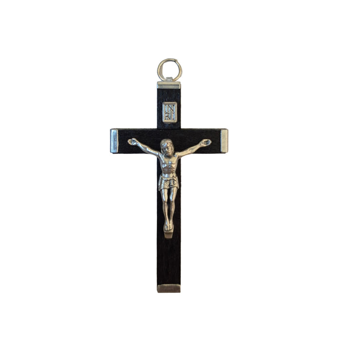 Crucifix Black Wood with Metal Ends