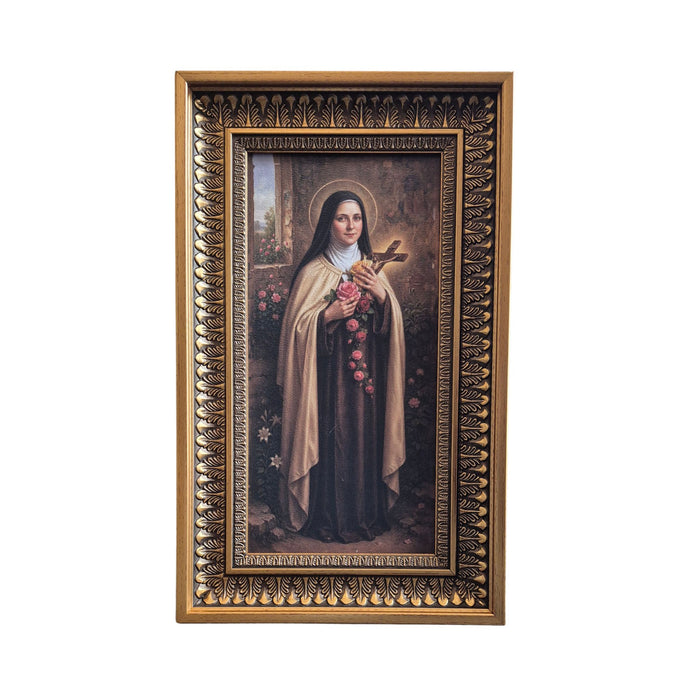 St Therese Textured Art in 9" x 15" Gold-Leaf Wood Frame