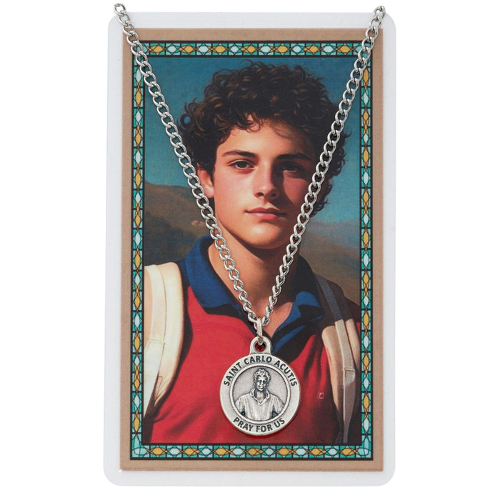 St Carlo Acutis Medal on 24" Chain