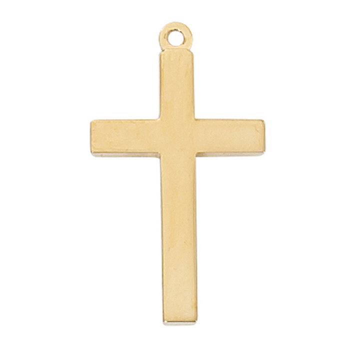 CROSS PLAIN 1 1/8" GOLD OVER STERLING SILVER ON 20" CHAIN