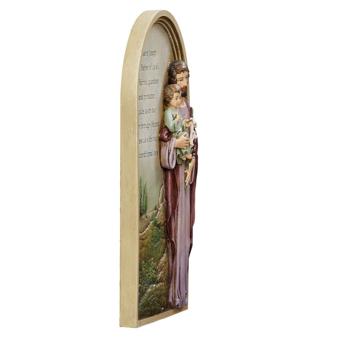 Wall Plaque St Joseph with Prayer 9.25" Resin