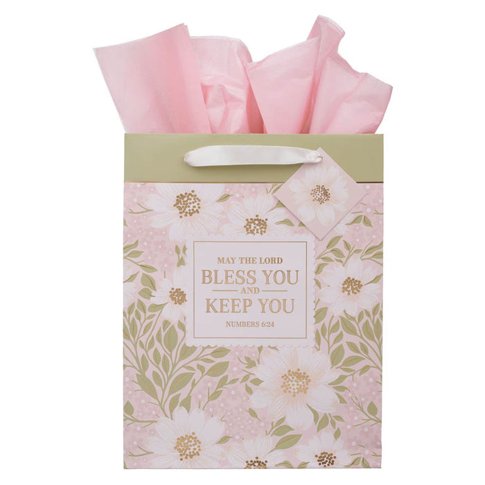 Gift Bag (Large) Bless and Keep You in Blush Bloom