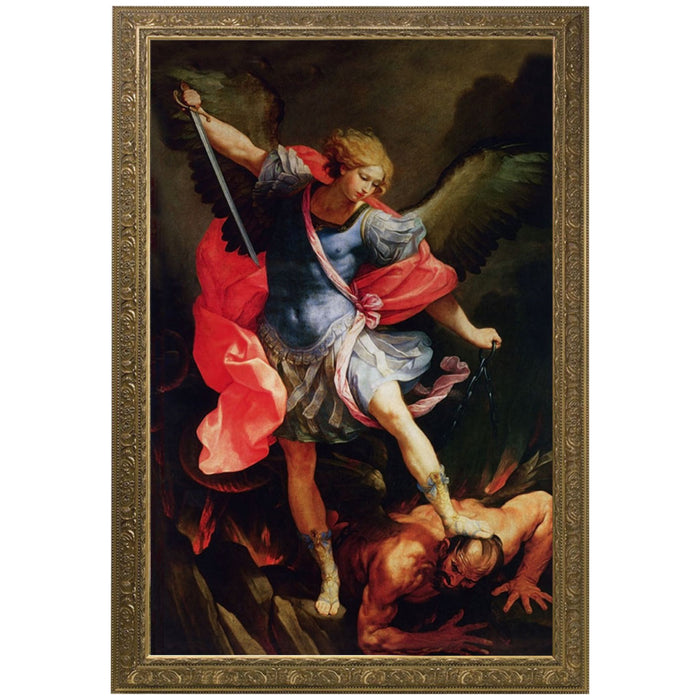 St Michael the Archangel Gold Framed Art 18" x 29"
