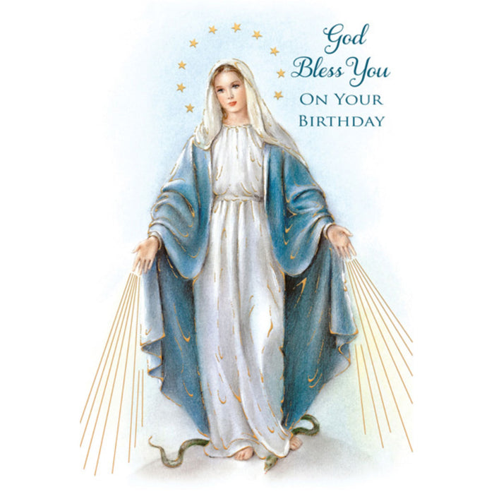 Greeting Card God Bless You on Your Birthday Our Lady of Grace